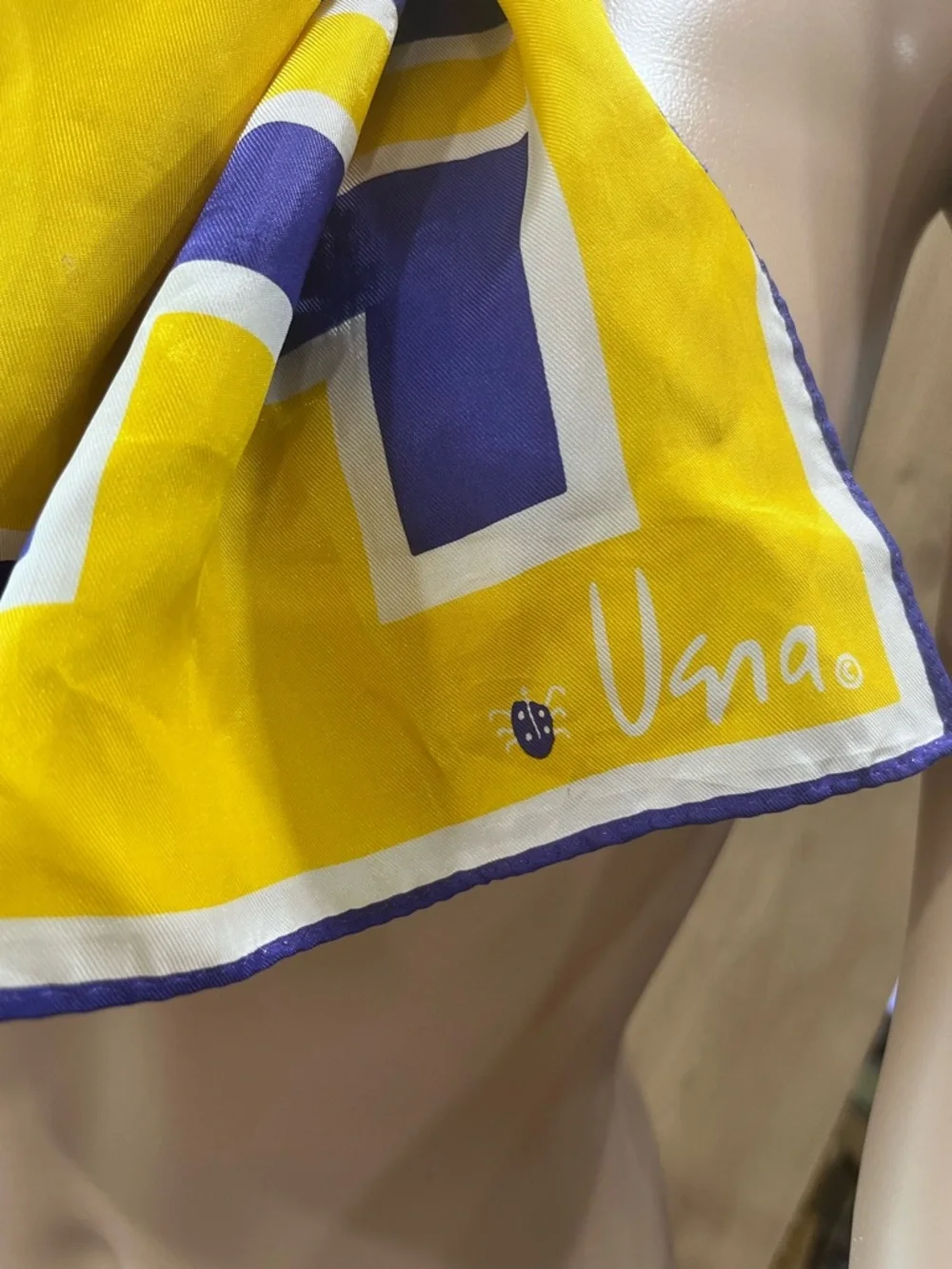 Vera ladybug Yellow and Purple Geometric Silk Scarf